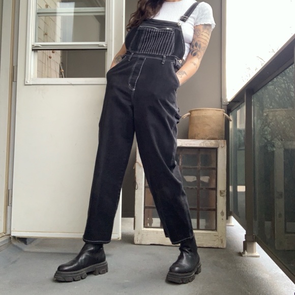 Vintage Black Denim Carpenter Overalls - Picture 2 of 4